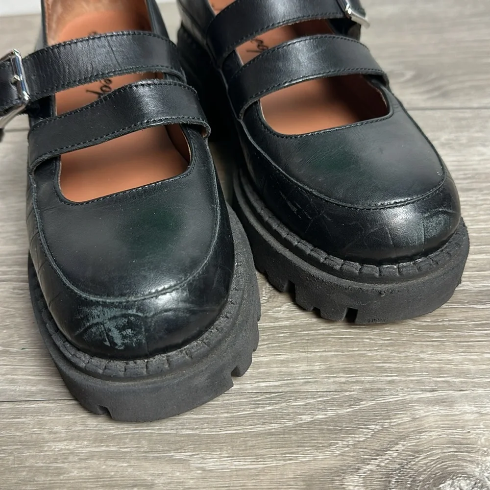 Free People Black Chunky Platform Mary Jane Loafers